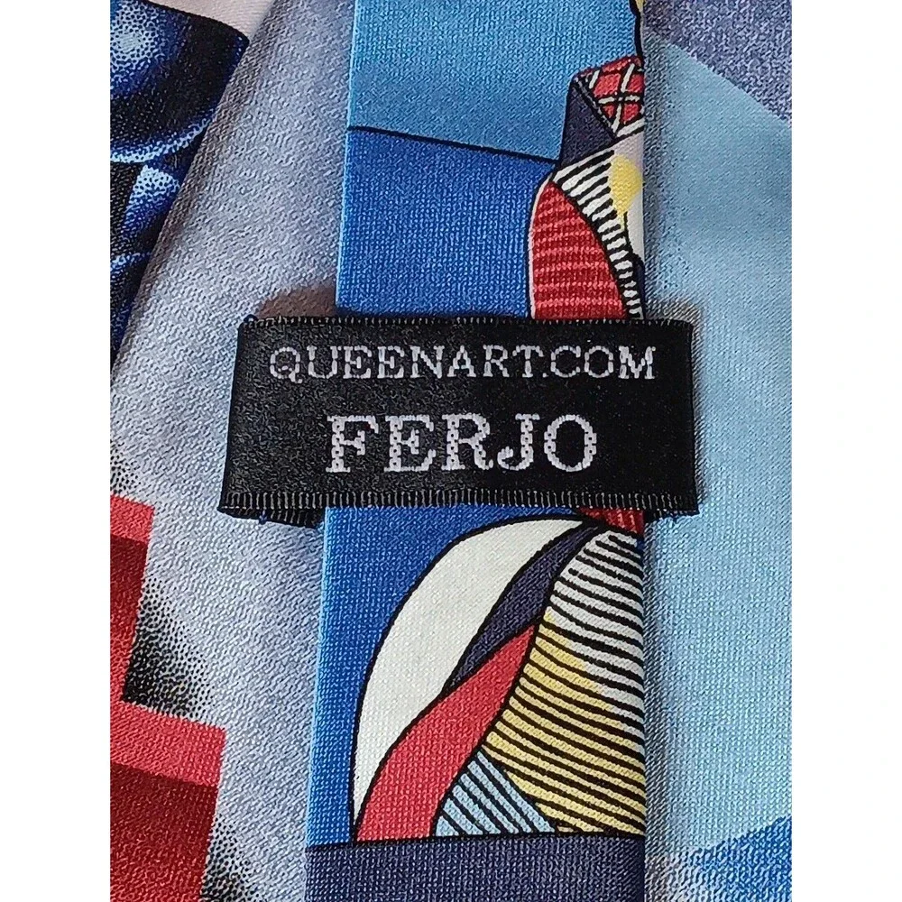Tie 70s 80s 90s Y2K Mens Queen Art Ferjo Statement 3.75 Wide 63 Long